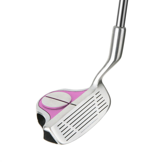 angled top and face view of a right handed Intech EZ Roll Pink Golf Chipper