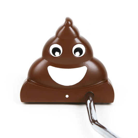 top view of the right handed Intech Golf #2 Poop Putter with googly eyes and large white grin