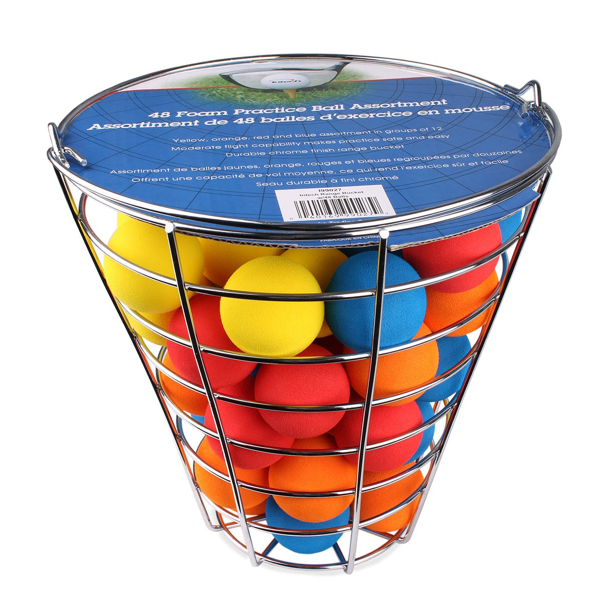 Intech Range Bucket with 48 Multi-Color Foam Golf Balls in retail packaging