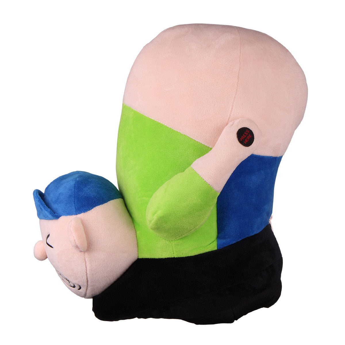 right side of the Intech Moonman Farting Driver Headcover with Press Here button on hand